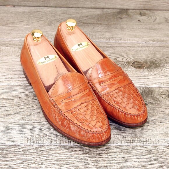 * NIB * $295 Allen Edmonds BARBADOS Italian Loafer 9.5 D Cognac * add $15 Trees - Picture 9 of 13
